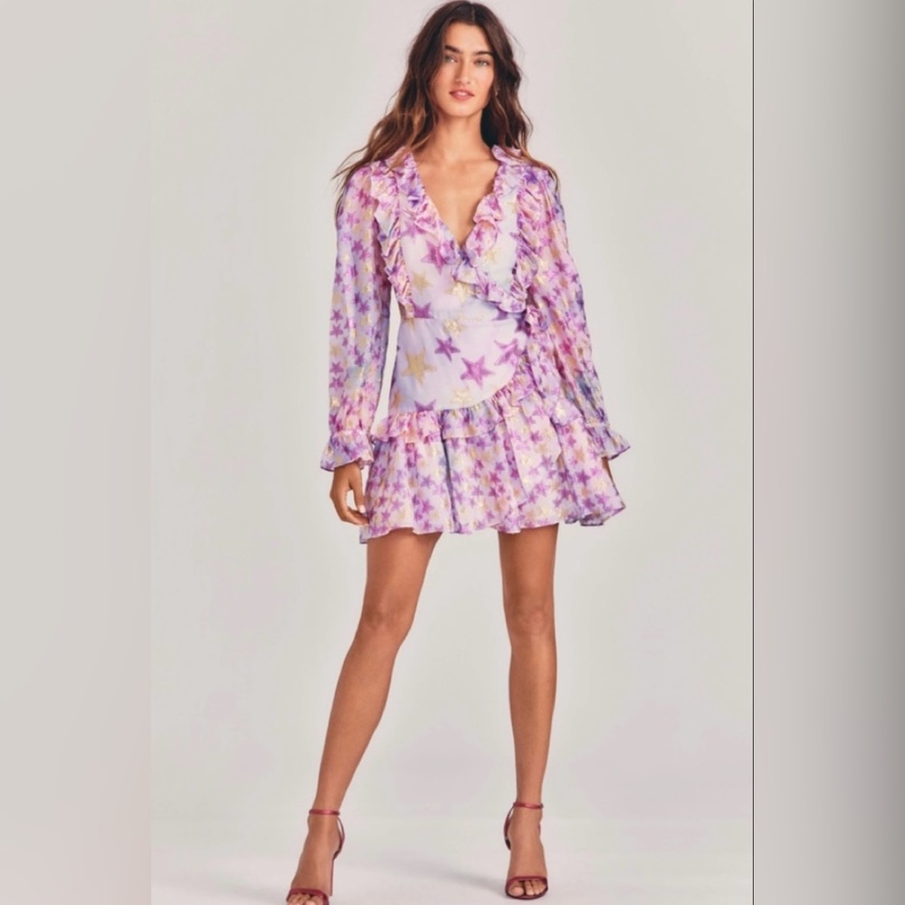 🎀 LoveShackFancy - Findlay Wrap Dress w Stars - size 2 - Pristine Condition 🎀 - Picture 2 of 13